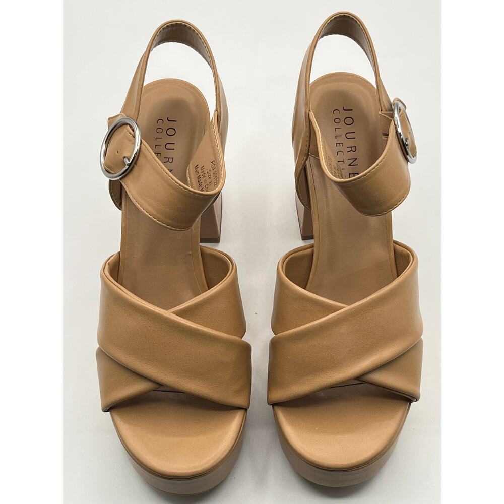 JOURNEE COLLECTION WOMEN'S AKEELY PLATFORM SANDALS TAN RETRO BOHO 9.5M - Picture 5 of 12